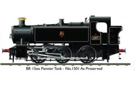 WR 15XX 0-6-0 (1501) Pannier tank lined black - early emblem (as preserved) - OO Gauge